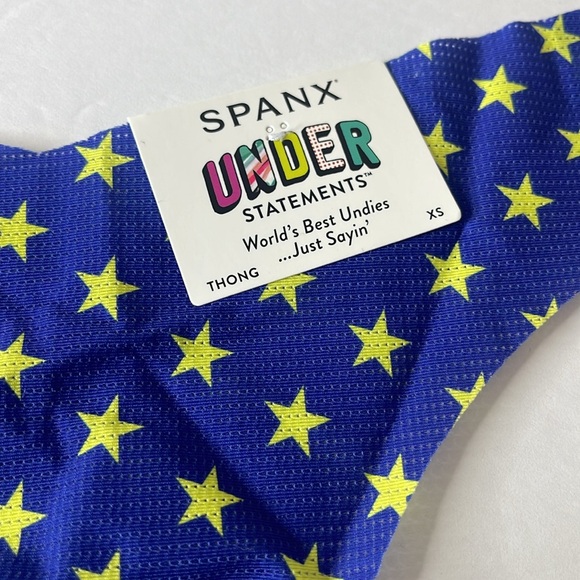 SPANX Under Statements Perforated Thong Blue Stars XS - Picture 2 of 6